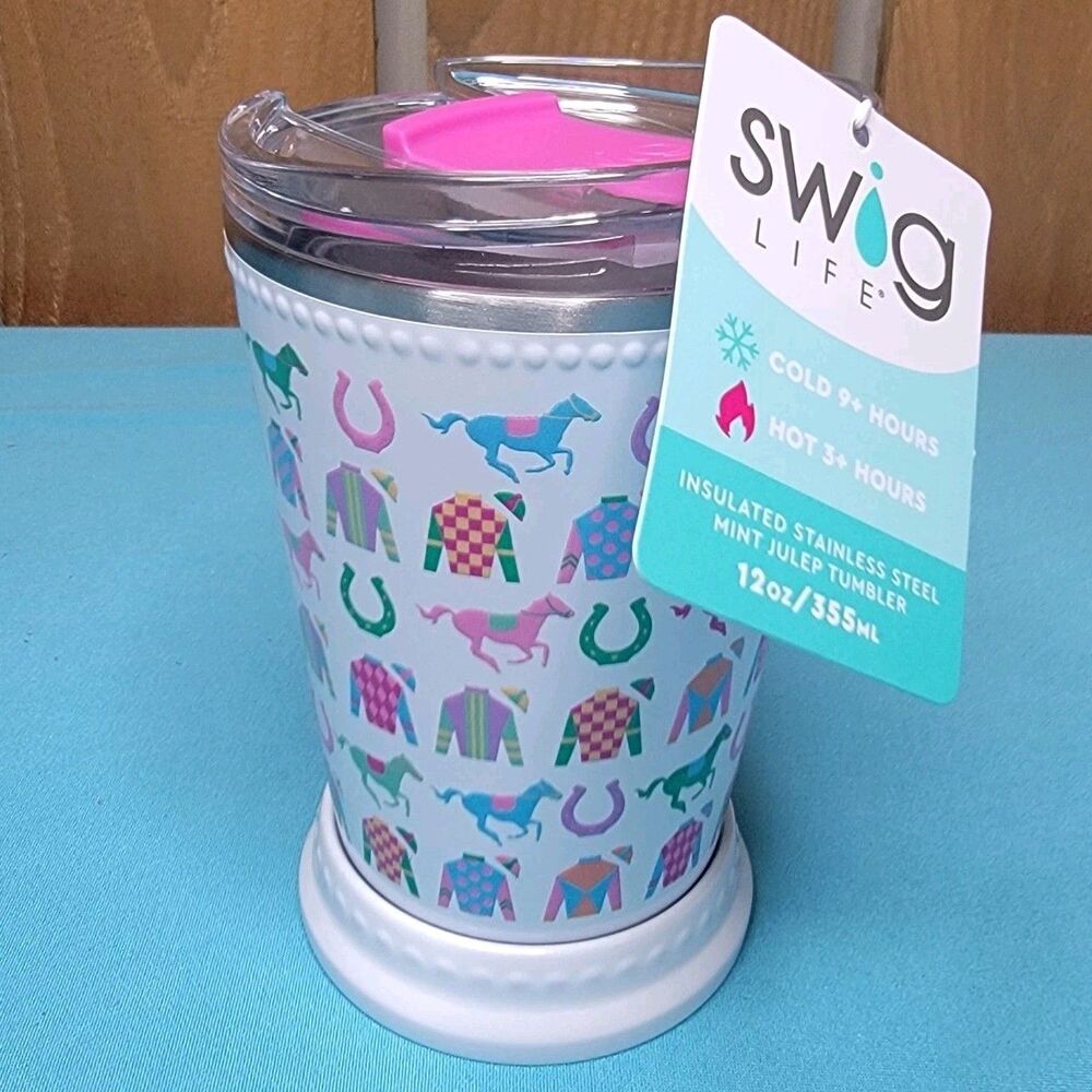 SwigLife Swig Go Baby Go Mint Julep 12oz Double Walled Vacuum Sealed Derby Horse